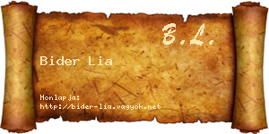 Bider Lia névjegykártya